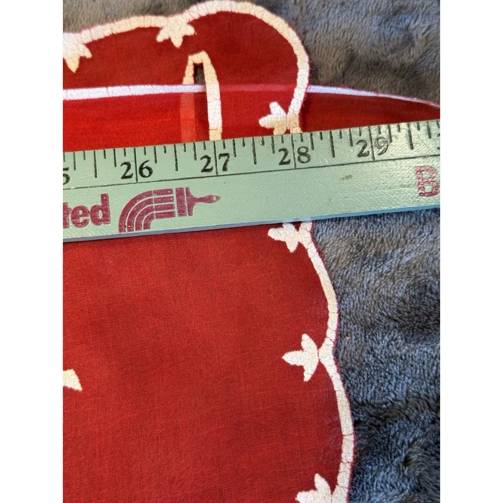 Vintage Sheer Christmas Floral Red White Embossed Half‎ Apron Hostess Retro